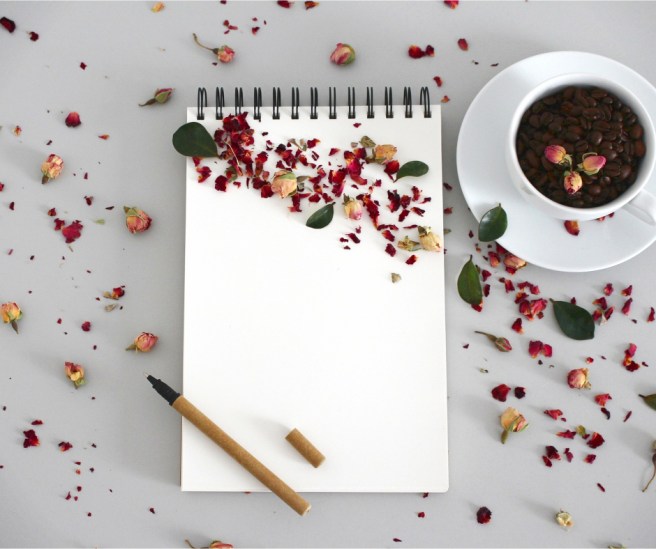 Diary flowers petals coffee